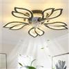 GWYAJTU Lampadario Con Ventilatore Da Soffitto Design E Telecomando, Plafoniera Con Ventilatore Silenzioso LED Dimmerabile, Ventola Lampadario Reversibile 6 Velocità Per Camera Da Letto-Black