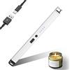 JIEYUCHU Accendino Elettrico, USB Accendino Ricaricabile con Serratura di Sicurezza, Antivento Senza Fiamma, Accendino Lungo per Candele, Campeggio, Stufe, Barbecue (B-Argento)