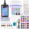 LET'S RESIN Kit per la creazione di gioielli in resina UV con lampada, 153 pezzi, con 250 g di resina UV trasparente a basso odore, kit iniziale per portachiavi, gioielli, decorazioni per la casa
