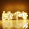 AOOTE Let's Party Insegne al Neon, Insegna al Neon Scritta LED, Luci Bianche Calde, USB Alimentato, Neon Lettere Luce, per Matrimoni, Fidanzamenti, Matrimoni, Casa, Decorazione da Parete