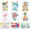 FINGERINSPIRE 9 stencil estivi per pittura di piante animali 21 x 29,7 cm riutilizzabili fenicottero palma surf gnomo ibisco ananas sirena disegno modello per dipingere su legno parete tessuto mobili