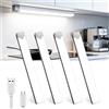 Lamptobe 4 Pezzi Luce Armadio LEDcon Sensore di Movimento,2W USB-C Ricaricabile Magnetica Lampada,6500K 21cm Dimmerabile Luce Led Sottopensile per Cucina Scale Soggiorno Bagno,Camere da Letto