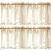 VETOLAKA 2 tende a pannello beige, 150 x 40 cm, stile vintage boho, con nappe, in lino francese, semitrasparenti, per cucina, soggiorno, camera da letto, casa di campagna