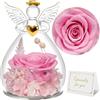 Sunia Rosa Eterna Regalo Donna, Rosa Stabilizzata con Figurine Angelo Regalo Mamma, Angelo Custode Regali Donna Compleanno, Regali Nonna Natale San Valentino Festa della Mamma