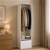 Dmora - Guardaroba Grande Braiola, Mobile Camera da Letto, Cabina Armadio portabiti, Armadio Appendiabiti, 60x45 h205 cm, Bianco e Rovere