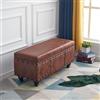Shally Dogan Cassapanca contenitore da interno con Seduta Imbottita, Rivestimento in Finta Pelle Nabuk, Pouf Poggiapiedi per Camera da Letto, Salotto, Panca Sgabello 80x40x43cm (Marrone)