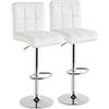BAKAJI Set 2 Sgabelli Alto da Bar Cucina Seduta e Schienale in Ecopelle Eco Pelle Sgabello Base in Metallo Cromato con Poggiapiedi Altezza Regolabile Design Moderno (Bianco)