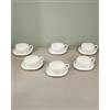 OZ HOME BAVARY Capital Tazzine Espresso con Piattino - Servizio Porcellana 12 Pezzi, 6 Persone -120 ml -Design ondulato moderno -Manico ovale ergonomico - Moka, Demitasse, Caffè turco - Bianco - Lavastoviglie