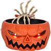 Longzhuo Decorazione di Halloween Ciotola Caramelle con Mano Scheletro | Occhi LED e Suono Spaventoso | Zucca di Halloween per Feste tra Adulti | Regalo Divertente per Amici