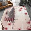 Generic Tappeto Salotto Orientale Floreale Architettura Giapponese Tema, Flanella Stampa Tappeto per Cameretta Corridoio 120 x 180 cm, Lavabile Antiscivolo Decorazione Domestica Scendiletto, Rosa
