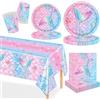 MORAINJAY 97 Pezzi Set Stoviglie Sirena | Piatti Carta, Bicchieri E Tovaglioli, Decorazioni Da Tavola Per Feste Di Compleanno