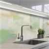 KitchenYeah© Paraschizzi Cucina Adesivo Pannello Parete Paraspruzzi | 80x300 cm - Lavandino Decorativo Astratto - Arte - Bianco - Verde - Moderno
