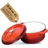 4BIG.fun Pentola in ghisa smaltata, 26 cm, 5 l, adatta per forno olandese, con coperchio, per arrostire, cuocere, stufare, pane e zuppe, verdure, cocotte smaltata