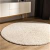 benuta Basic Tappeto salotto a pelo alto Sohari - Crema 250 cm Rotondo - Minimalista - Morbido lavabile - Camera letto, corridoio, sala pranzo, soggiorno - Pavimento riscaldato