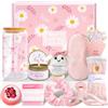 KKSJK Regalo per Donna, Regali Donne Compleanno, Idee Regalo Originali e Utili per Mamma Moglie Sorella Amica Collega, Set Cofanetto Regali Donna con Vetro, Mascherina per Dormire, Candela (Rosa)