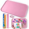 AtMini Tappetino in silicone grande, 60 x 40 cm, per bambini, per lavori di artigianato, sabbia, pittura, resina, gioielli fatti a mano, disegno, tappetino da tavolo multiuso con bordi rialzati (rosa)