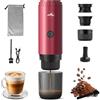 VHV Macchina da caffè portatile, Macchina da caffè portatile 3 in 1 compatibile con capsule espresso e polvere di caffè, ricaricabile per viaggio, campeggio, auto, casa (Rosso)