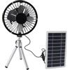 SPORTARC Ventilatore da campeggio ad energia solare da 10 W, ventilatore portatile a energia solare, regolabile da 10 cm, USB a doppia alimentazione con supporto telescopico