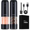 TOMEEM Set macina sale e pepe elettrico con luci LED | Macinapepe e sale automatico ricaricabile con 6 livelli di grossolanità regolabili, copertura antipolvere