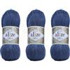 Alize Diva Filato a mano 100% Microfibra Acrilica Filato Alize Diva Effetto Seta Crochet Artigianato Pizzo Artigianato Lotto di 3 matasse 300 gr Colore 353 - Indaco