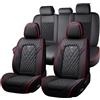 Generic Copri Sedile Auto Universale Per Ford Ranger T9 XL XLT 2023 2024 2025, Coprisedili Auto Impermeabile Traspirante，Pelle Nappa，Resistente All'usura(Black red)