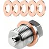 Bogoro Tappo Scarico Olio Magnetico Acciaio inox con 5 Rondelle Rame, Tappo Coppa Olio Auto Moto, Magnete Neodimio Protezione Motore (M18X1.5)