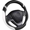 MINGRUILIHAI Coprivolante Auto PU Pelle per FIAT 500 Abarth 595 2020 2021 2022 2023, Volante Custodia Traspirante Copri Volante con Antiscivolo Fodera Protezione Accessori,H/White