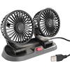 OKESYO Ventilatore auto silenzioso da 5 V, ventilatore da auto, USB, 5 V, doppia testa per auto, camion, SUV, 2 marce, rotazione di 360 gradi, lunghezza del guinzaglio: 130 cm