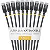 StarTech Cavo Ethernet Cat6A Ultra Slim Nero 30cm, Snagless, FTP, Rame Puro, Patch di Rete RJ45 Ultra Sottile 34 AWG, Testati Singolarmente, Confezione da 10