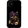 DCatLovers Custodia per iPhone 11 Halloween Nero Divertente Gatto Incantesimi Libro Strega Ragazze Donne