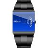 Gosasa Orologio quadrato per gli uomini, quadrante blu dello specchio | Quadrante rettangolare blu a specchio con un unico display dell'ora, cinturino in metallo lucido e stile moderno per ufficio