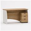 MEGAOFFERTE.IT Scrivania con 3 Cassetti Scrittoio da Studio o Ufficio Mobile Desk da Soggiorno Sala da Pranzo 136 x 74 x 67 cm Colore Bianco E Rovere
