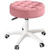 HDHNBA Sedia girevole compatta con rotelle e puleggia rotonda in pelle PU, altezza regolabile, design girevole, sedia da ufficio per disegnatori, sgabello da salotto SPA, sedia da ufficio per casa