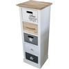 milani home - mobiletto in legno con 5 cassetti, bianco, stile shabby chic, 29 x 27 x 81 cm