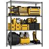 M MZG 4 Livelli Scaffale in Metallo, 635,6 kg di Capacità di Carico, Ripiani Regolabili in Altezza, Scaffale Portaoggetti per Garage, Dispensa, Cucina e Ripostiglio, Nero Plus, 40 × 115 × 150,8 cm