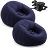 OJMHD Set di 2 pouf gonfiabili per adulti, divano gonfiabile pieghevole con pompa ad aria elettrica per campeggio, giochi, lettura, soggiorno, camera da letto, esterno, blu marino