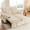 Trdlpyn Divano Letto Matrimoniale con Porta di ricarica USB e 2 Cuscini, Divano Pieghevole con Schienale Regolabile e Funzione Letto, Tessuto Ciniglia Sofa (Beige)
