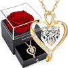 SWEETIME Rosa Eterna Rosso,Rosa Stabilizzata Vera,Fiori Conservata Scatola Regali Romantici per Festa della mamma San Valentino Natale Moglie Donna Nonna Compleanno Regalo Anniversario Ringraziamento Festa