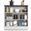 WHOUS Mobile a Giorno SOLE per Cucina con 3 Ripiani, Scaffale Multiuso per Salotto, Ingresso e Sala da Pranzo in Legno, 90x90x25 cm, Bianco Lucido e Report