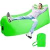 Melldrry Pouf ad aria, divano ad aria aperta, campeggio, poltrona gonfiabile, divano da spiaggia gonfiabile, con la confezione portatile (verde)