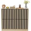 UEV Scarpiera Ingresso 4 Cassetti Strisce Legno 102x24x86,5cm, Avorio+Nero