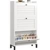 AOGLLATI Scarpiera Salvaspazio con 3 Ante a Ribalta Divisorio Regolabile | Mobile Scarpiera Bianco per Ingresso, Armadio Portascarpe Compatto in Legno 60x30x126cm