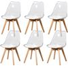 BenyLed Set di 6 sedie da pranzo in stile scandinavo design retrò sedie laterali in acrilico trasparente sedia in cristallo con cuscino in PU (Bianco)