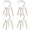BenyLed Set di 4 Sedie da Pranzo Moderne, Sedie da Cucina con Piedini in Metallo (Texture Originale del Legno), Ideale per Cucine, Sale da Pranzo, Ristoranti e altri Luoghi Pubblici (Bianco)