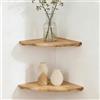 GAOUTO 2 mensole angolari da appendere, in legno massiccio, con estremità arrotondate, stile rustico, per piante, camera da letto, soggiorno, cucina, colore legno originale