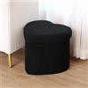 MUMUXIAO Pouf imbottito a forma di cuore, poggiapiedi pieghevole per soggiorno e camera da letto, sedile imbottito in morbido peluche (nero)