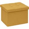 Bonlife Pouf Contenitore Panca Sgabello Contenitore, Piccoli Tavolino Salotto Lino Cubo Portaoggetti Pouf da Camera Quadrato per Soggiorno, Camera da Letto, Ingresso,42x32x32cm Zenzero