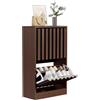 UEV Scarpiera Ingresso 2 Cassetti Strisce a Legno 52x24x86,5cm, Noce+Nero