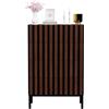 UEV Cassettiera a 4 Cassetti con Strisce a Legno, 60x34,5x92cm, Noce+Nero | Comò Camera da Letto in Legno, Settimino Salvaspazio per Soggiorno, Cassettiere Stabili con 4 Gambe in Metallo