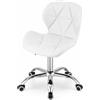 NMK HOME Sedia Ufficio Similpelle Geometrica Base Cromata, Bianco